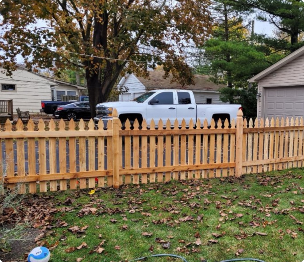 Wooden French Gothic picket fence