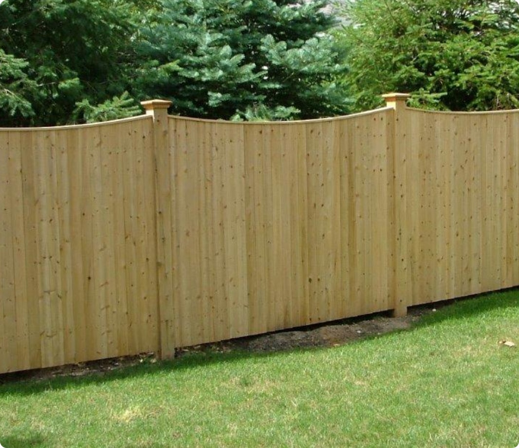 Wooden solid scalloped fence